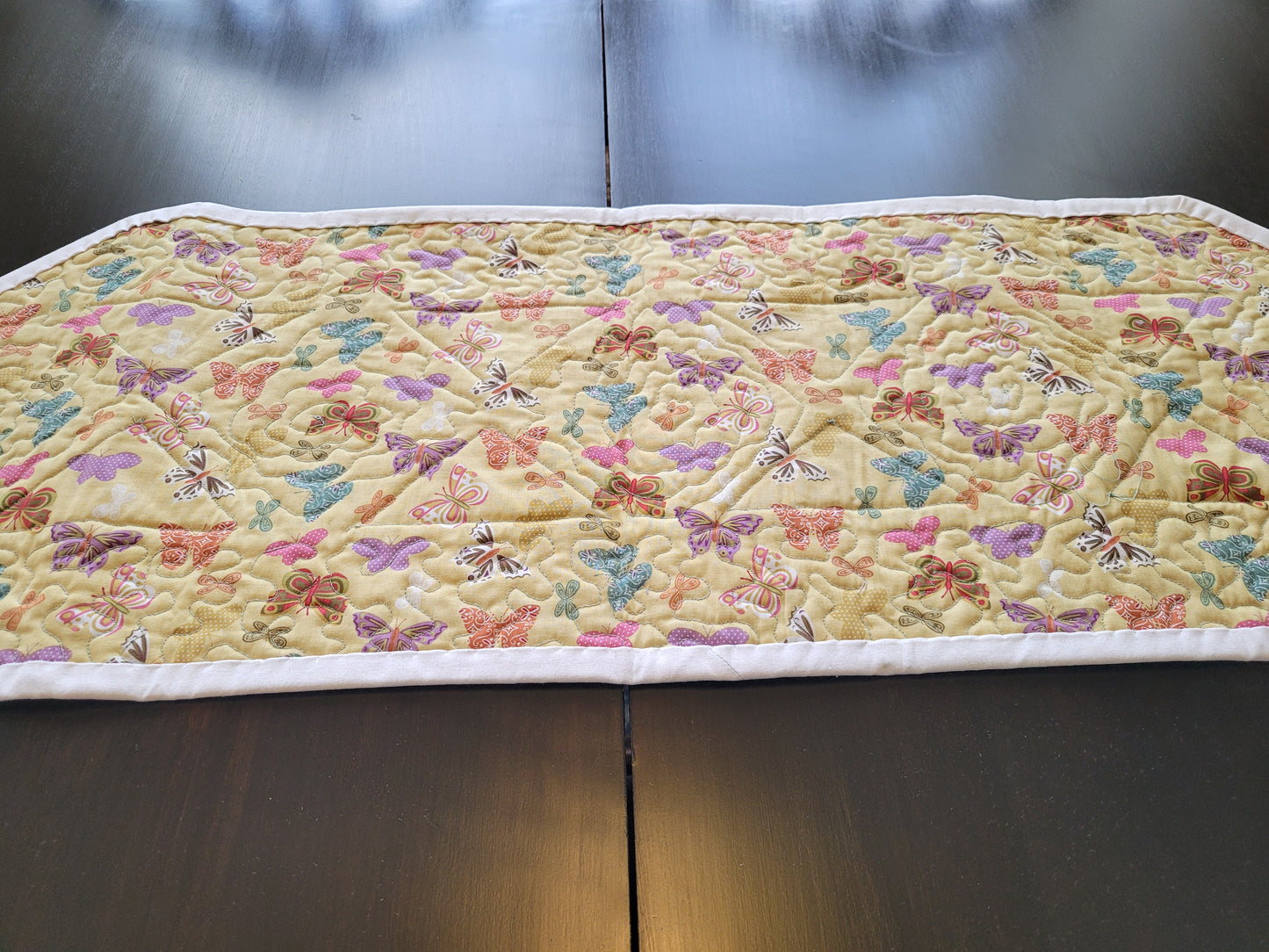 Handmade Table Runner with Lovely Rose Quilting