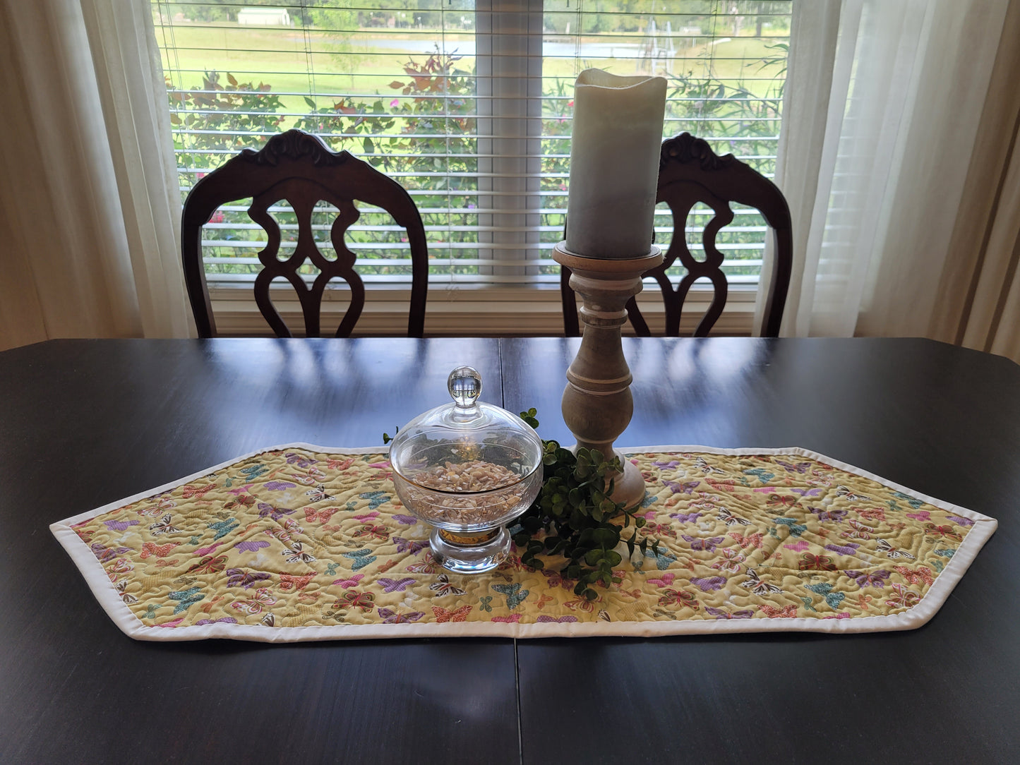 Handmade Table Runner with Lovely Rose Quilting