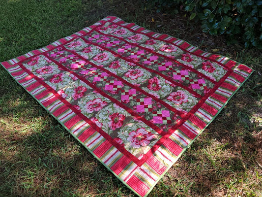 Floral Patchwork Quilted Throw Blanket