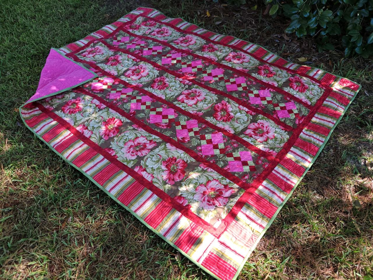 Floral Patchwork Quilted Throw Blanket