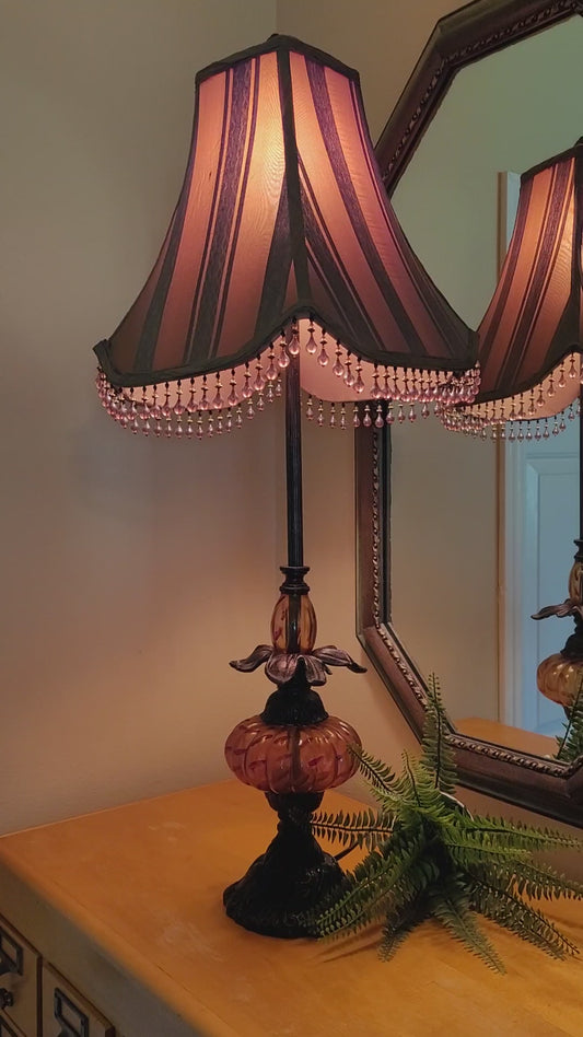 Vintage Amber Glass Console Lamp