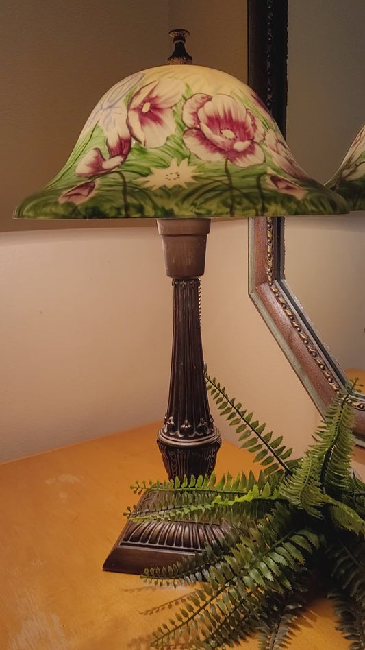 Vintage Pillar Lamp With Tiffany Style Acrylic Shade
