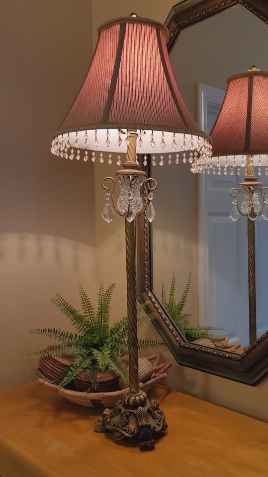 Vintage Candlestick Lamp with Crystal Details