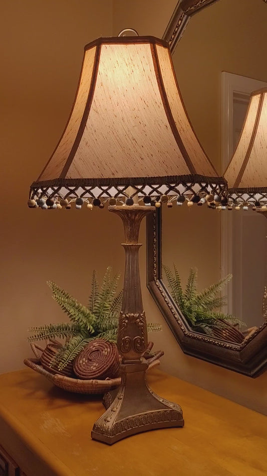 Vintage Gold-Toned Pedestal Lamp