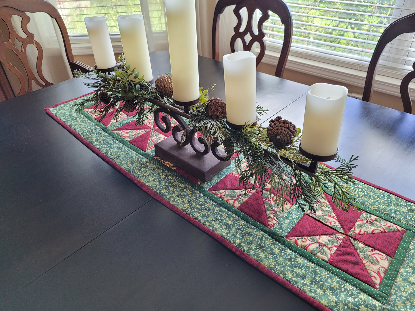 Handmade Christmas Pinwheel Table Runner