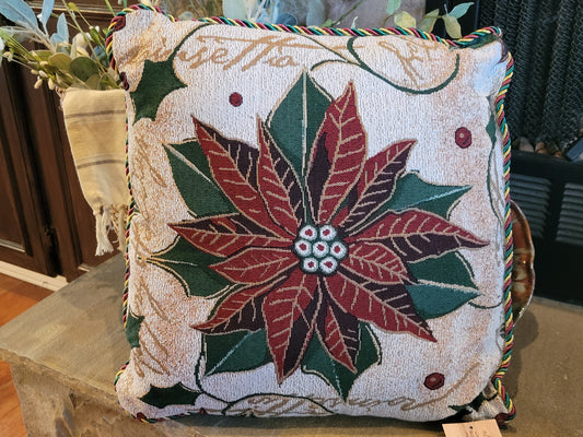 Vintage Tapesty Poinsettia Pillow