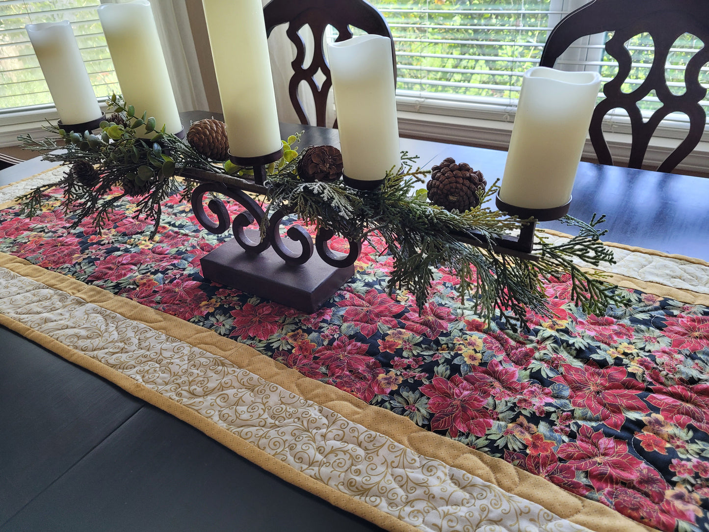 Handmade Poinsettia Christmas Table Runner