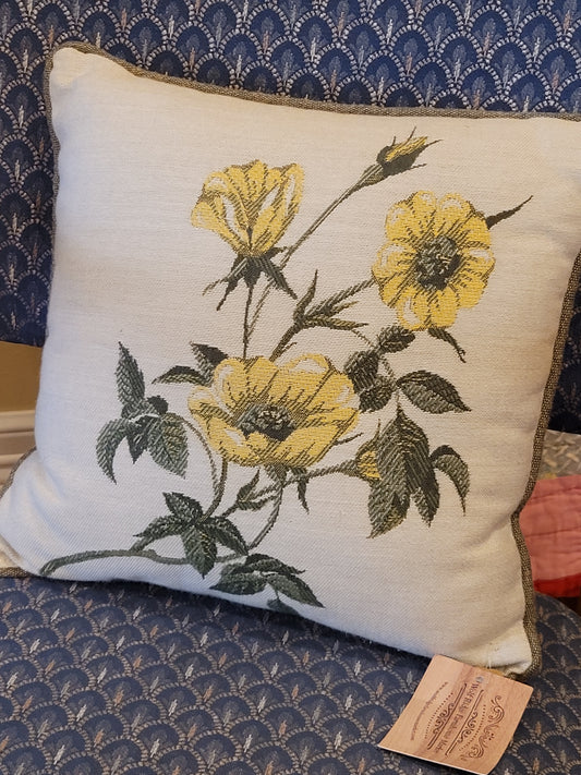 Vintage Floral Tapestry Throw Pillow