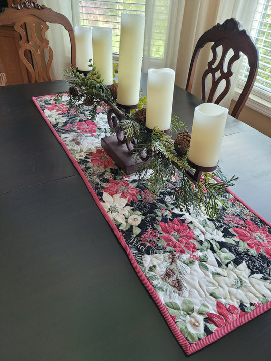 Handmade Poinsettia Christmas Table Runner