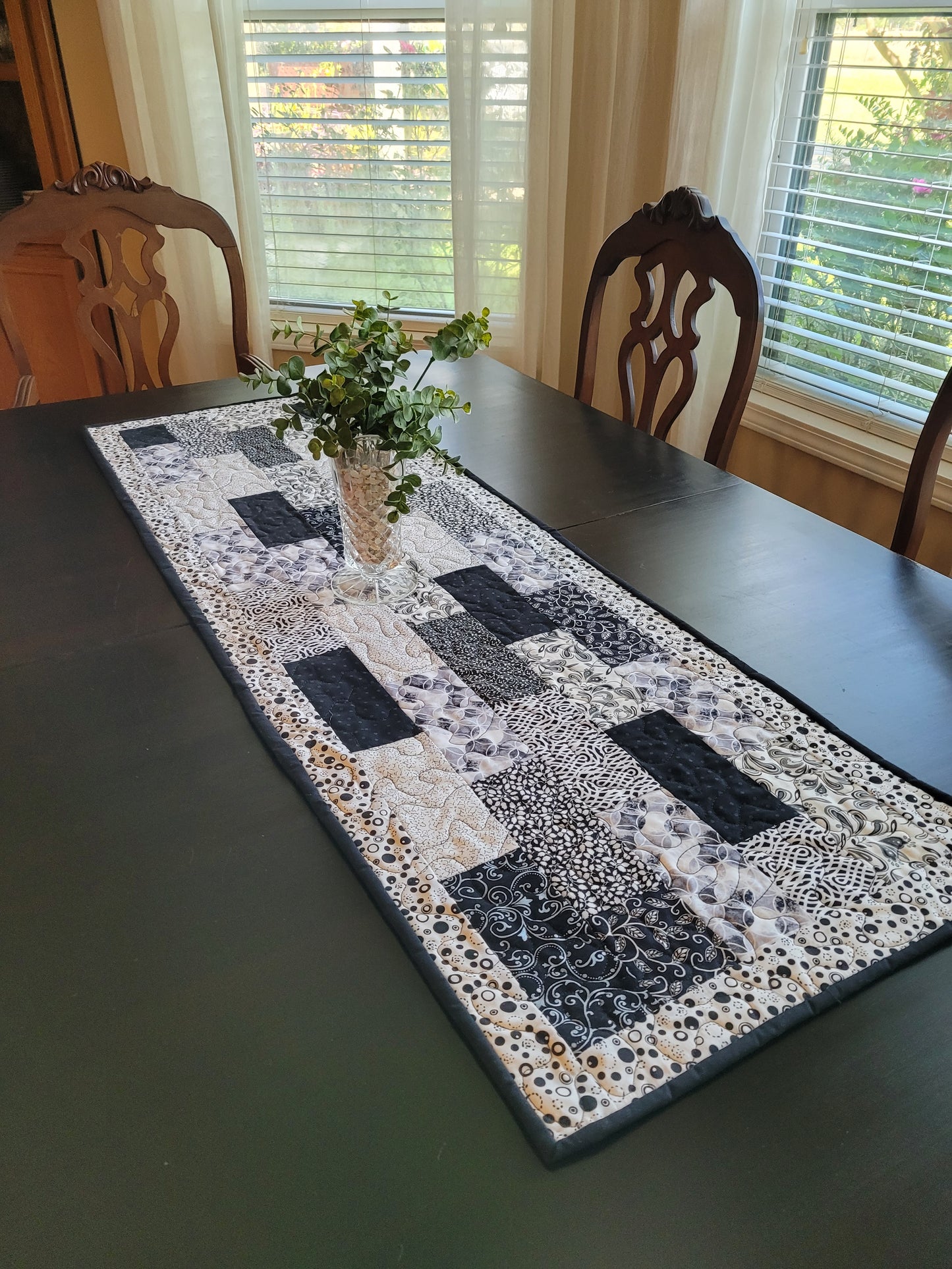 Handmade Black and White Table Runner