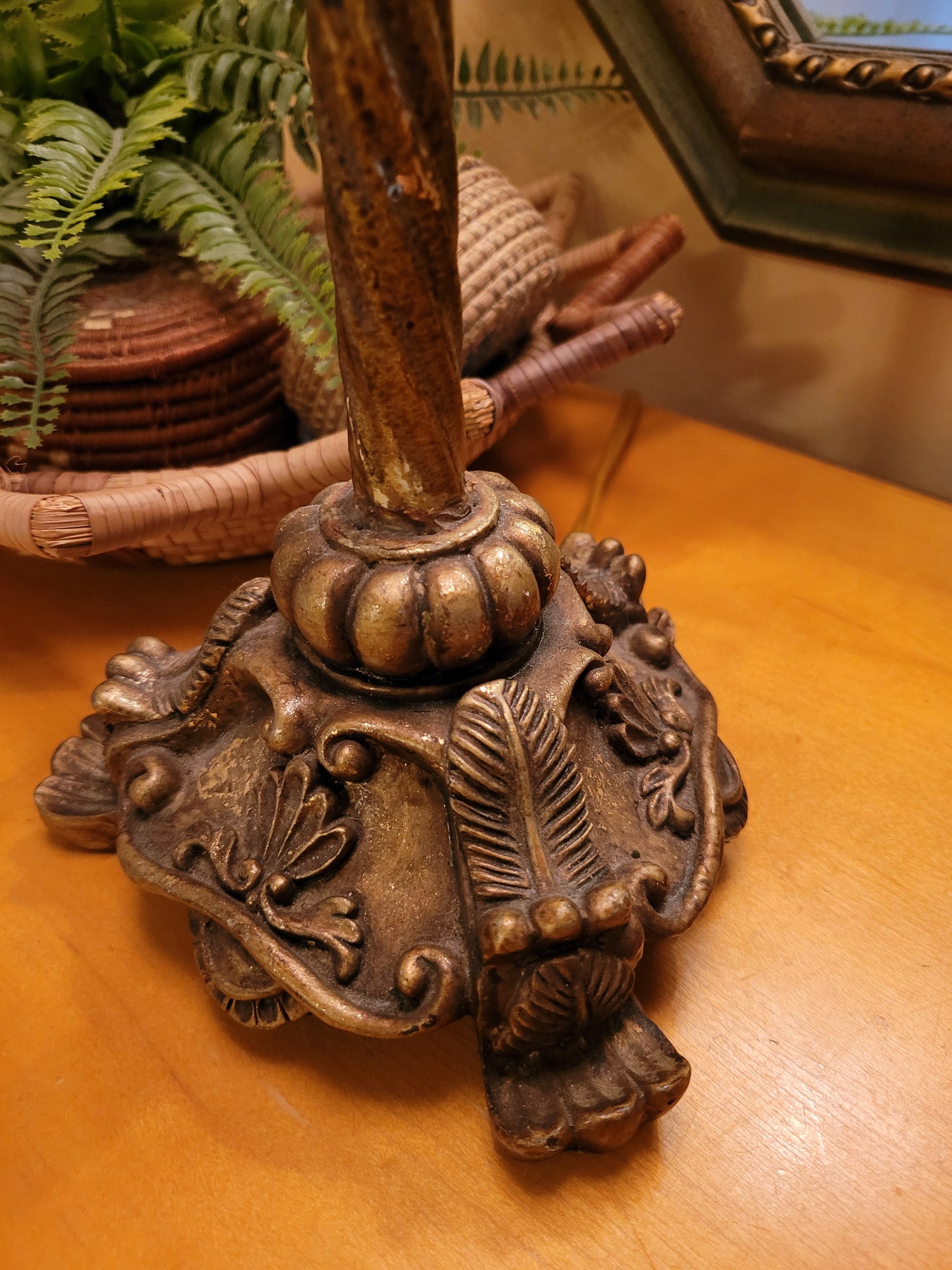 Vintage Candlestick Lamp with Crystal Details