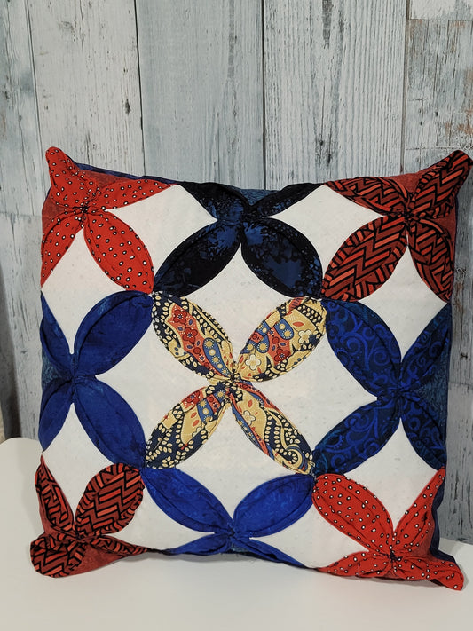 Handmade Cathedral Window Throw Pillow