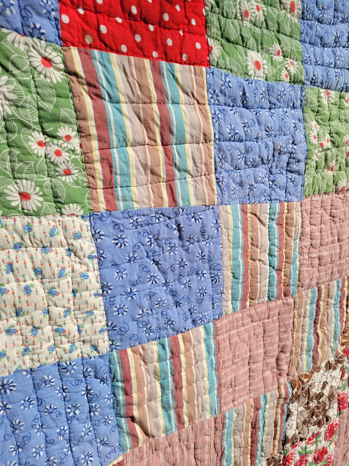 Vintage Feedsack Patchwork Quilt