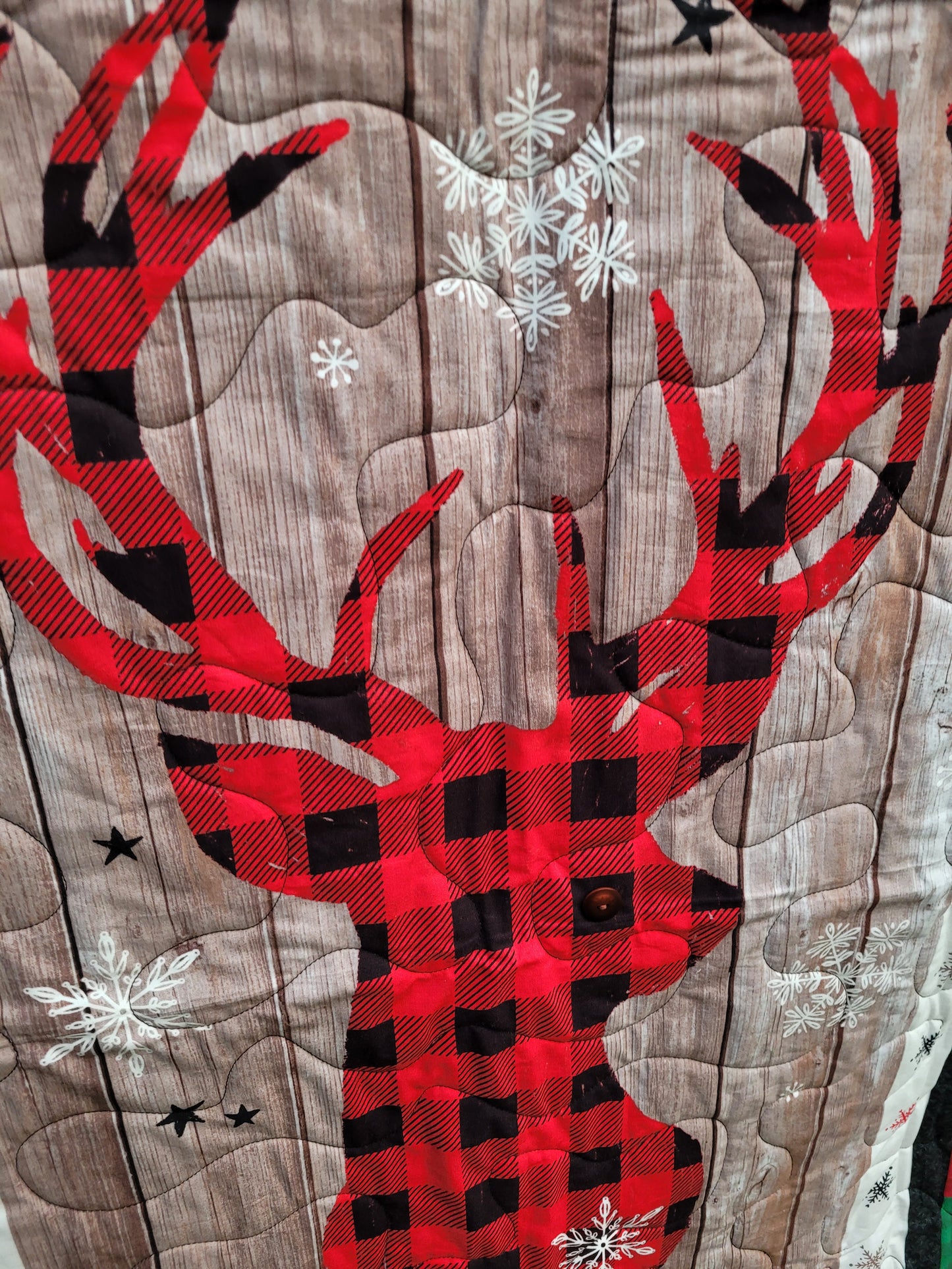 Handmade Reindeer Quilted Throw Blanket