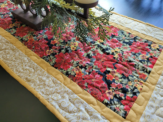 Handmade Poinsettia Christmas Table Runner