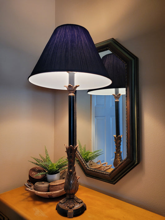 Vintage Console Lamp with Black and Antique Bronze Accents