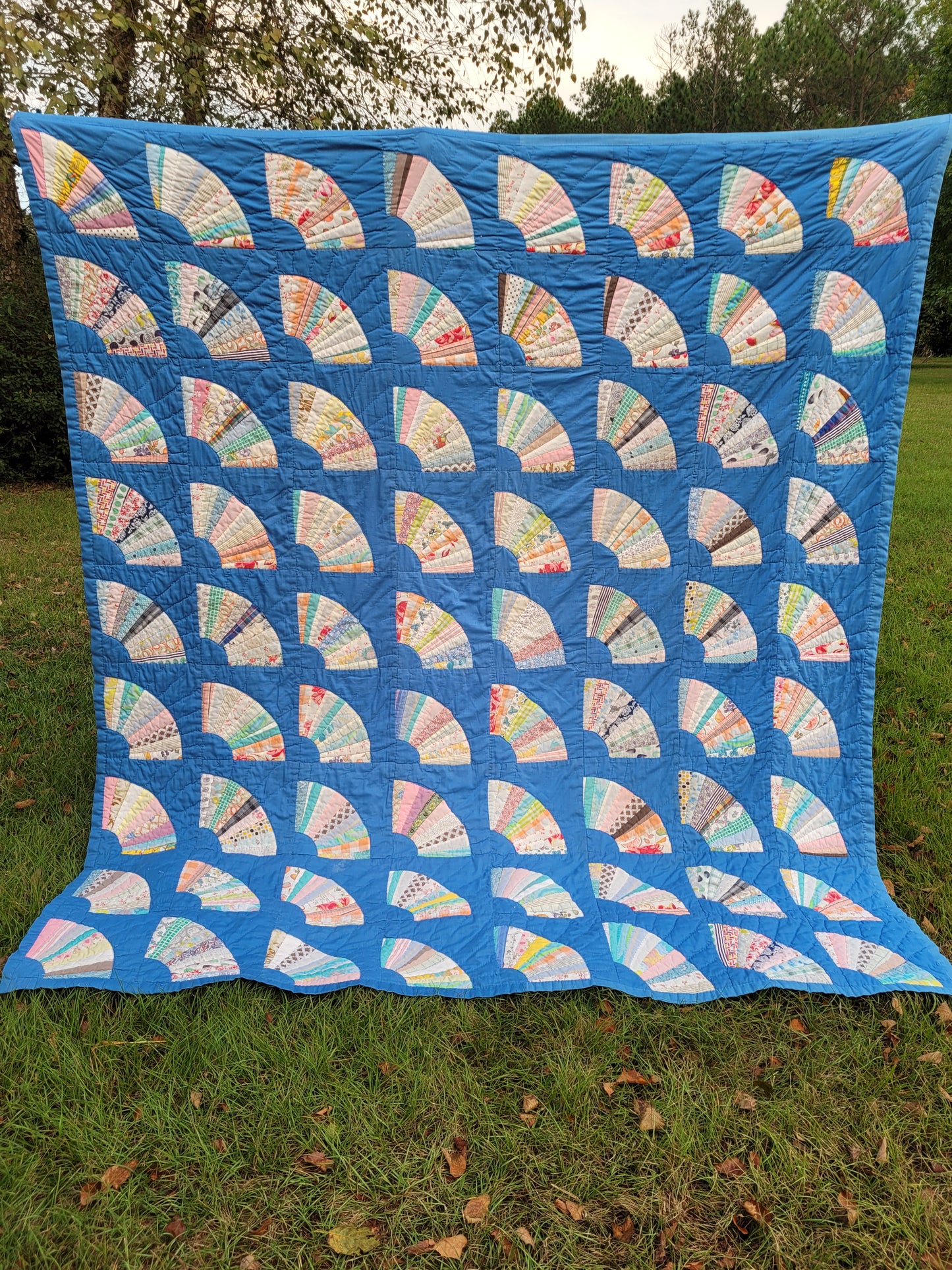 Vintage Hand-Quilted Fan Quilt