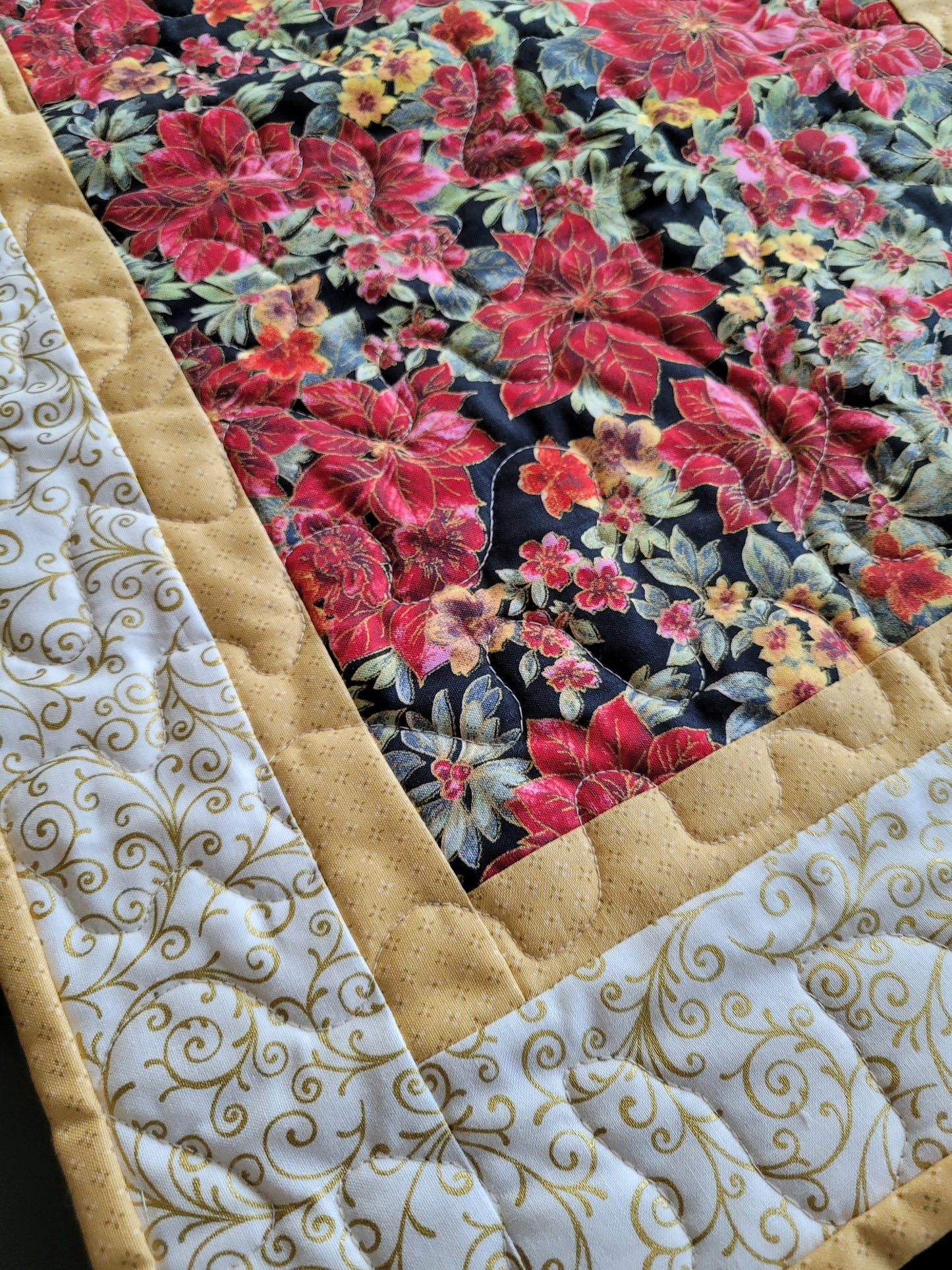 Handmade Poinsettia Christmas Table Runner