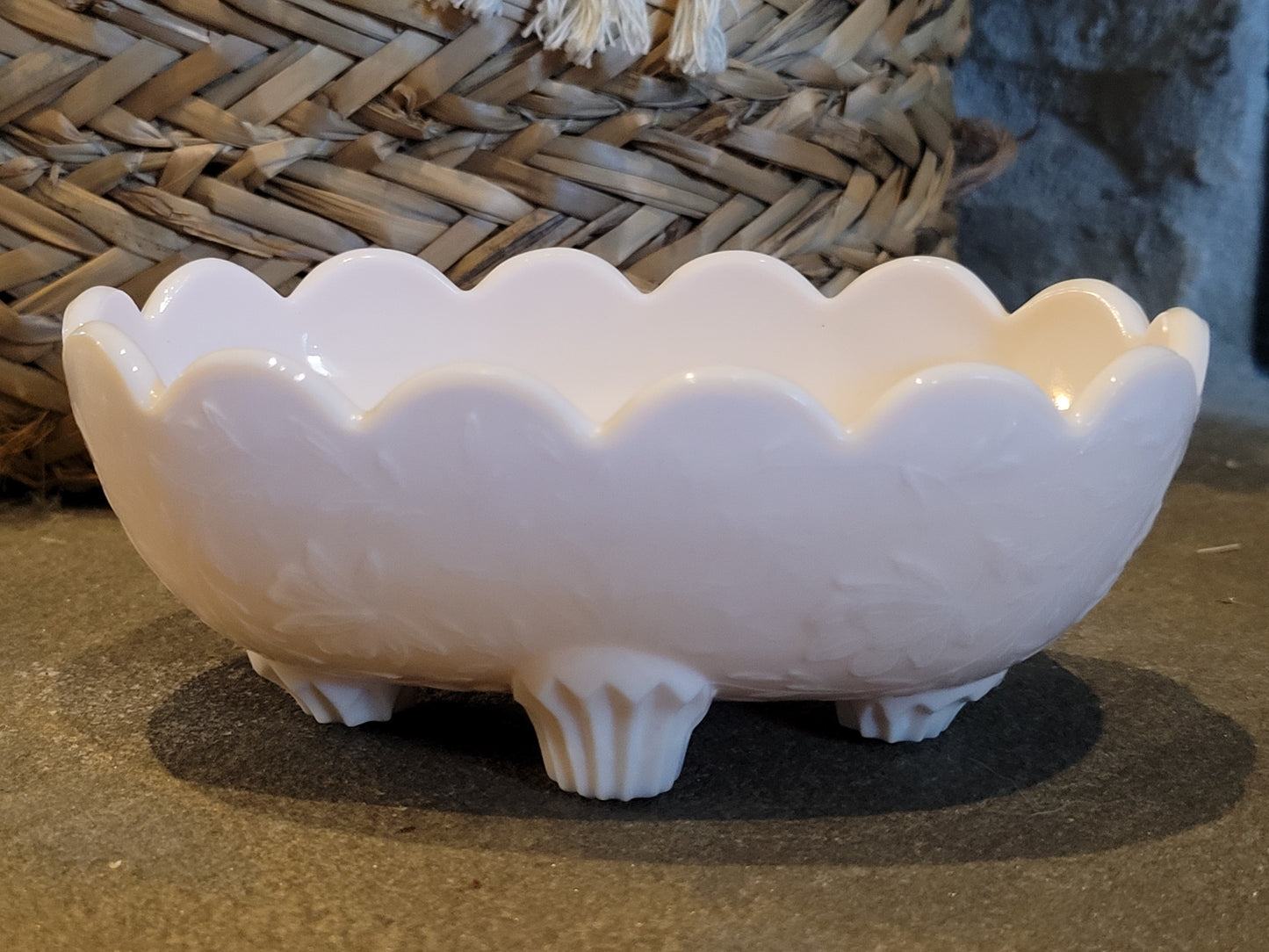 Vintage Pink Milk Glass Trinket Dish
