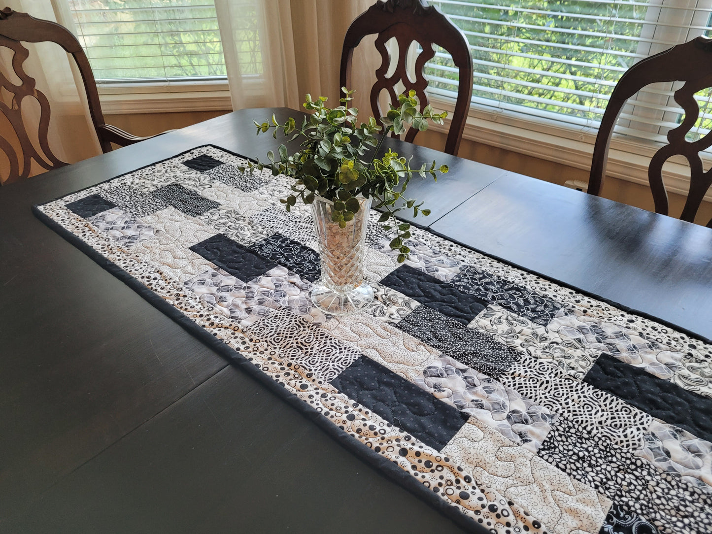 Handmade Black and White Table Runner