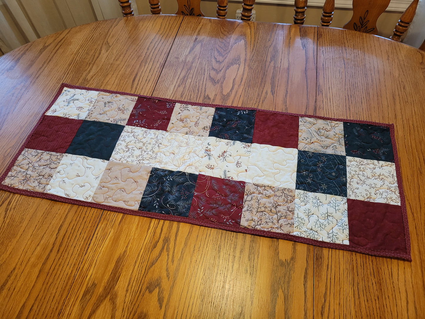 Cranberry and Cream Christmas Table Runner