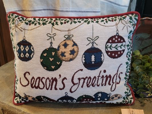Season's Greetings Vintage Tapestry Pillow
