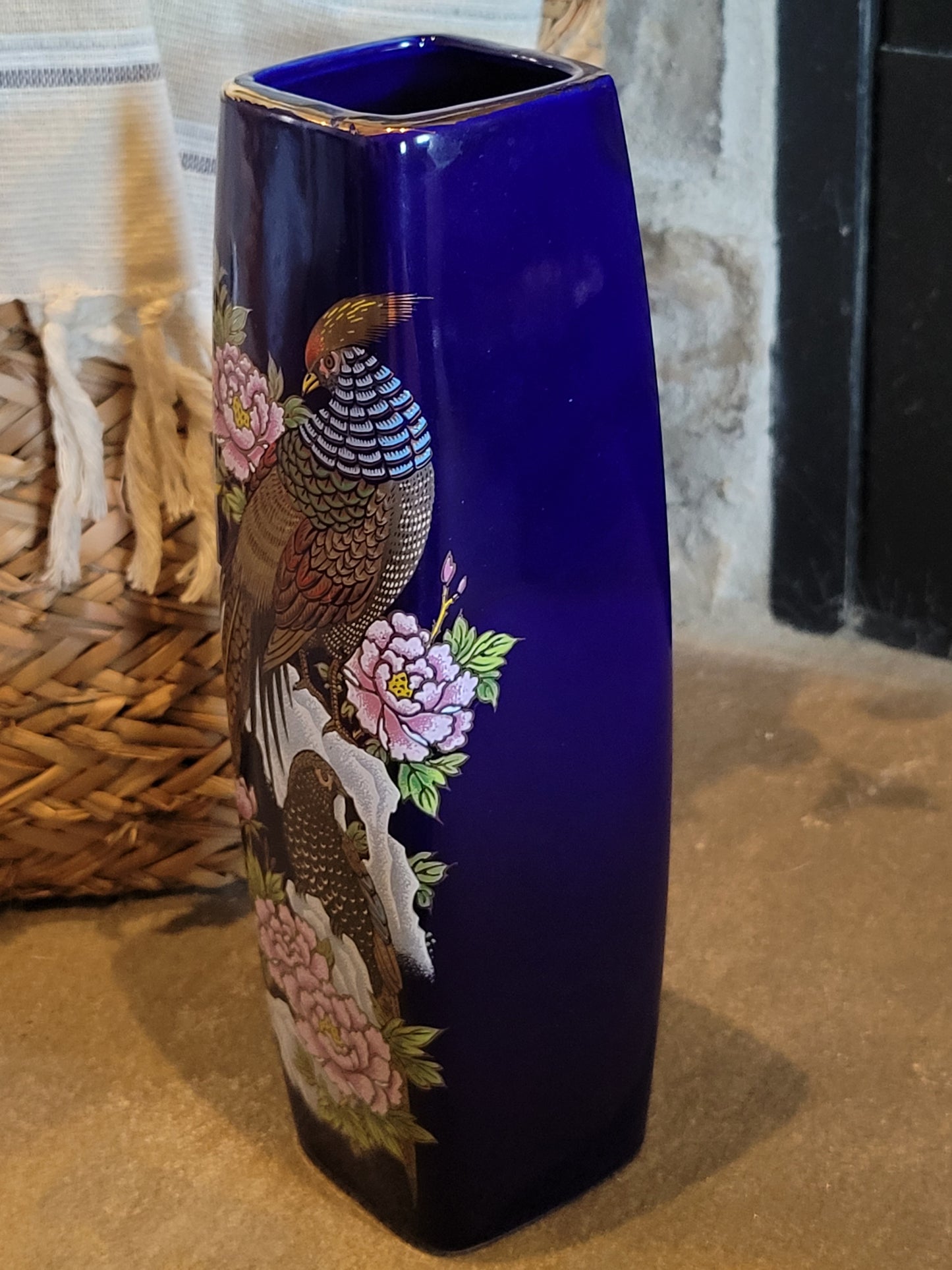 Vintage Inerpur Cobalt Vase with Gold Details