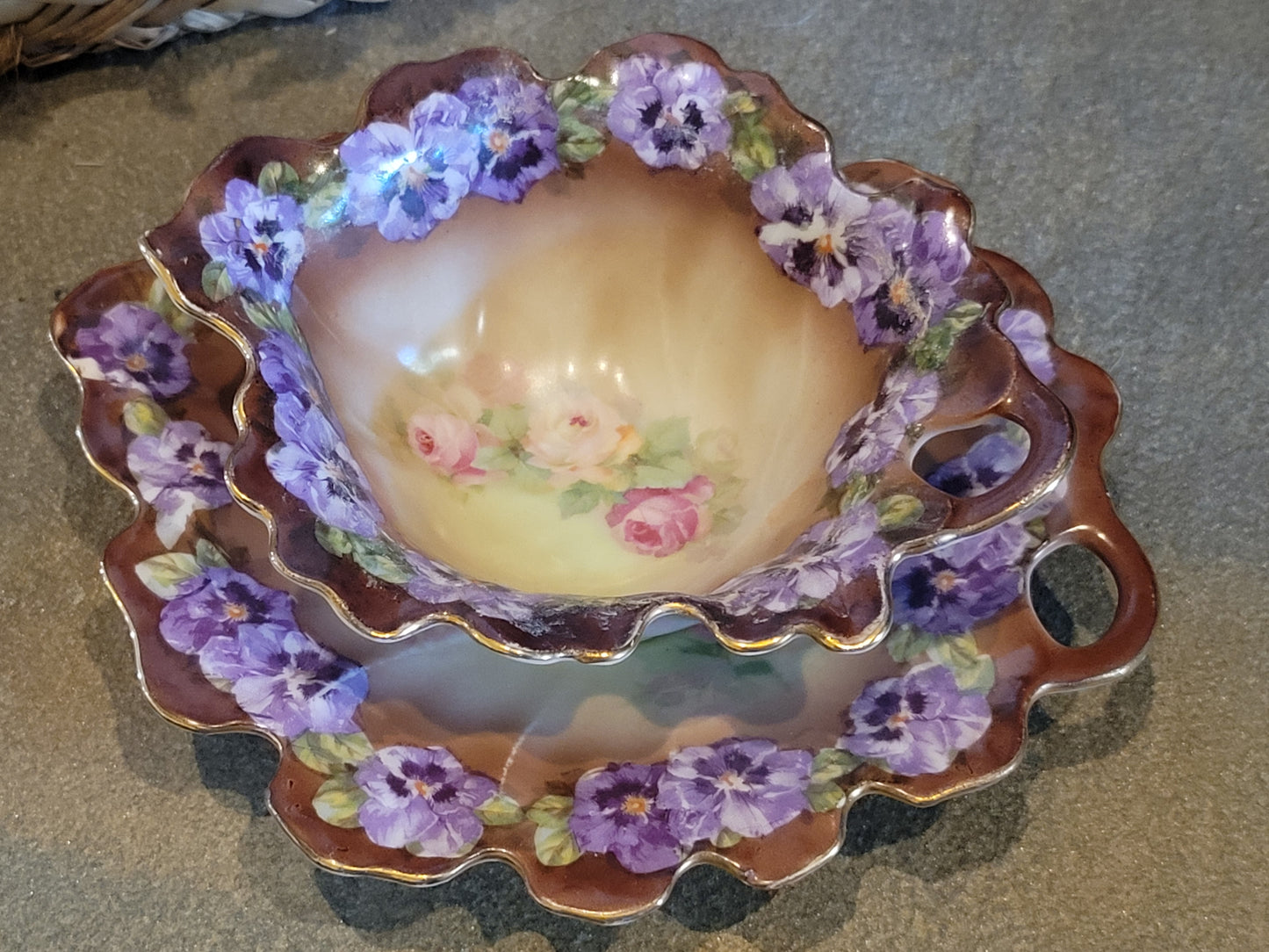 Antique Victoria Austria Sauce Nappy Bowl and Underplate