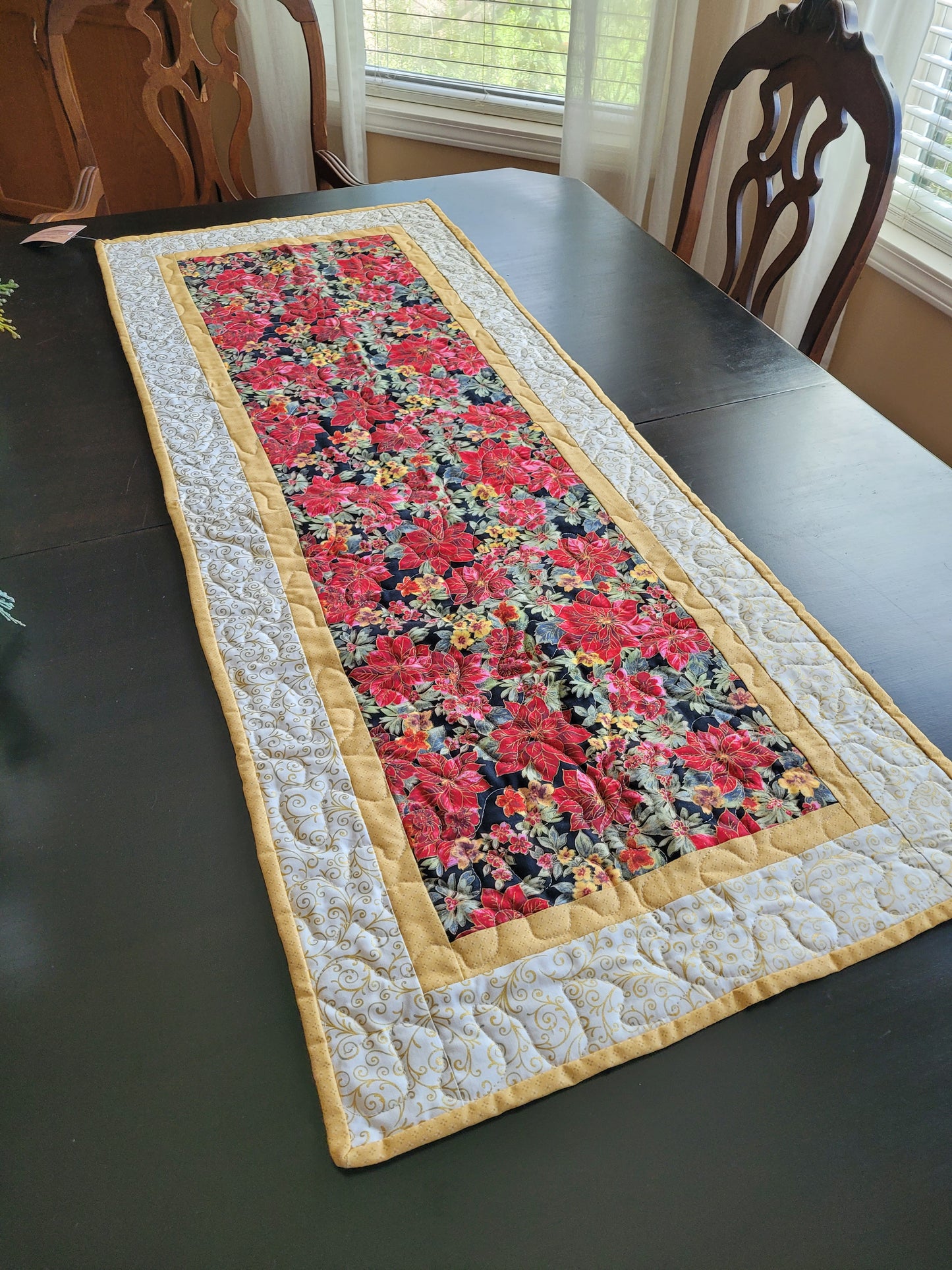 Handmade Poinsettia Christmas Table Runner