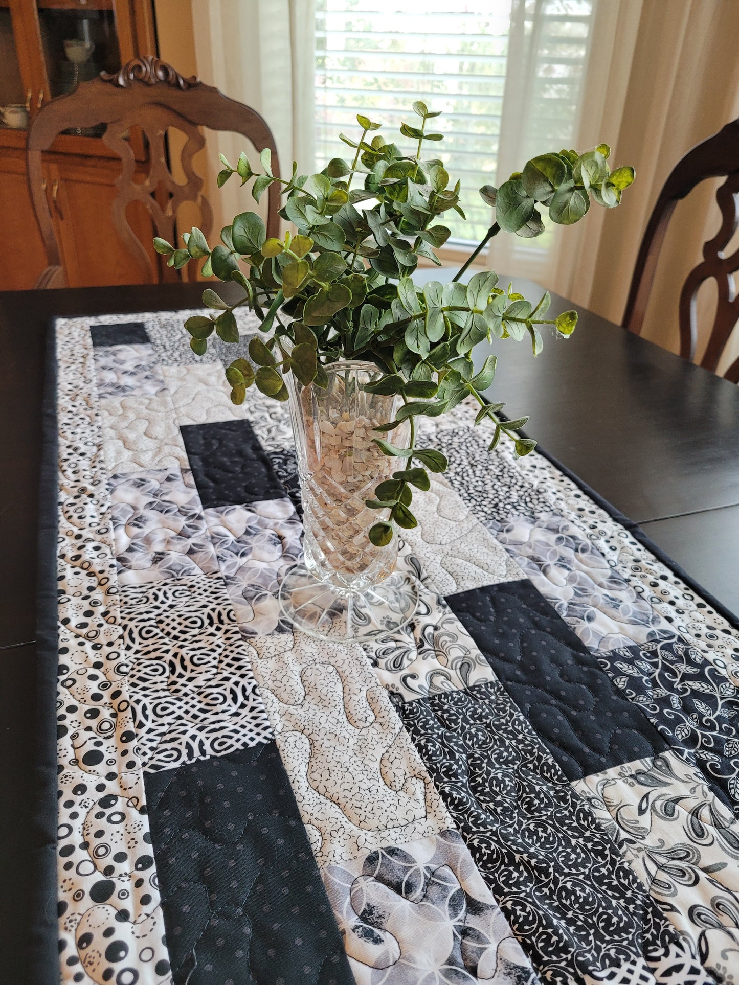Handmade Black and White Table Runner