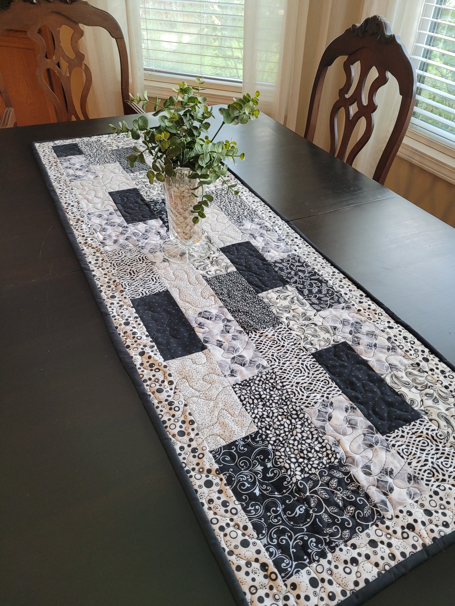 Handmade Black and White Table Runner