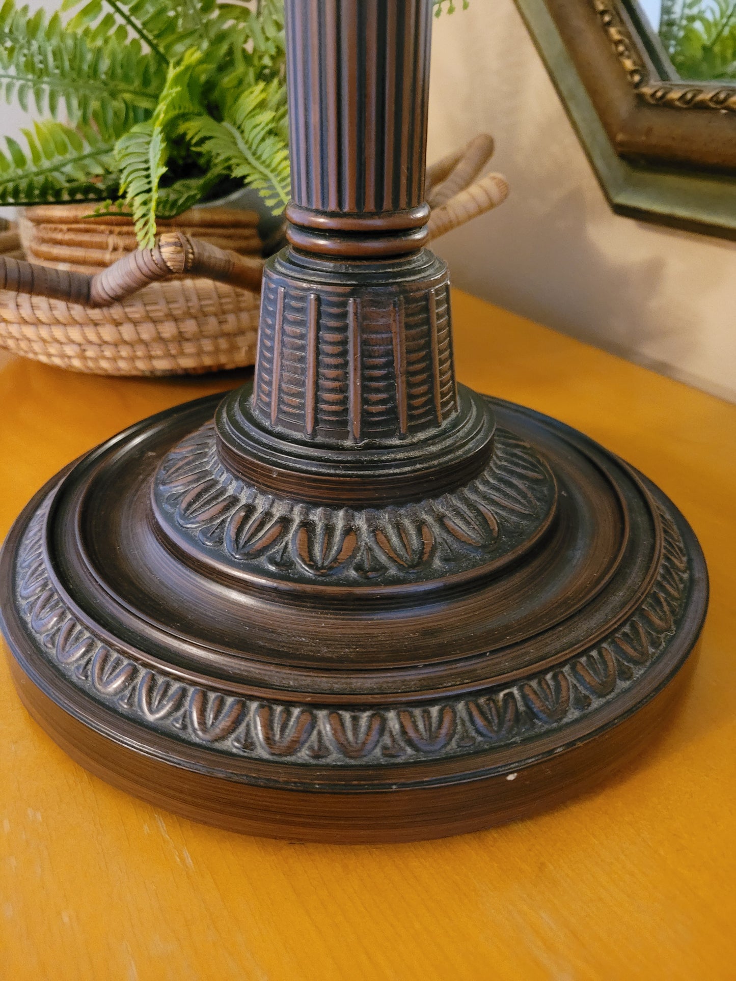 Vintage Bronze and Glass Table Lamp