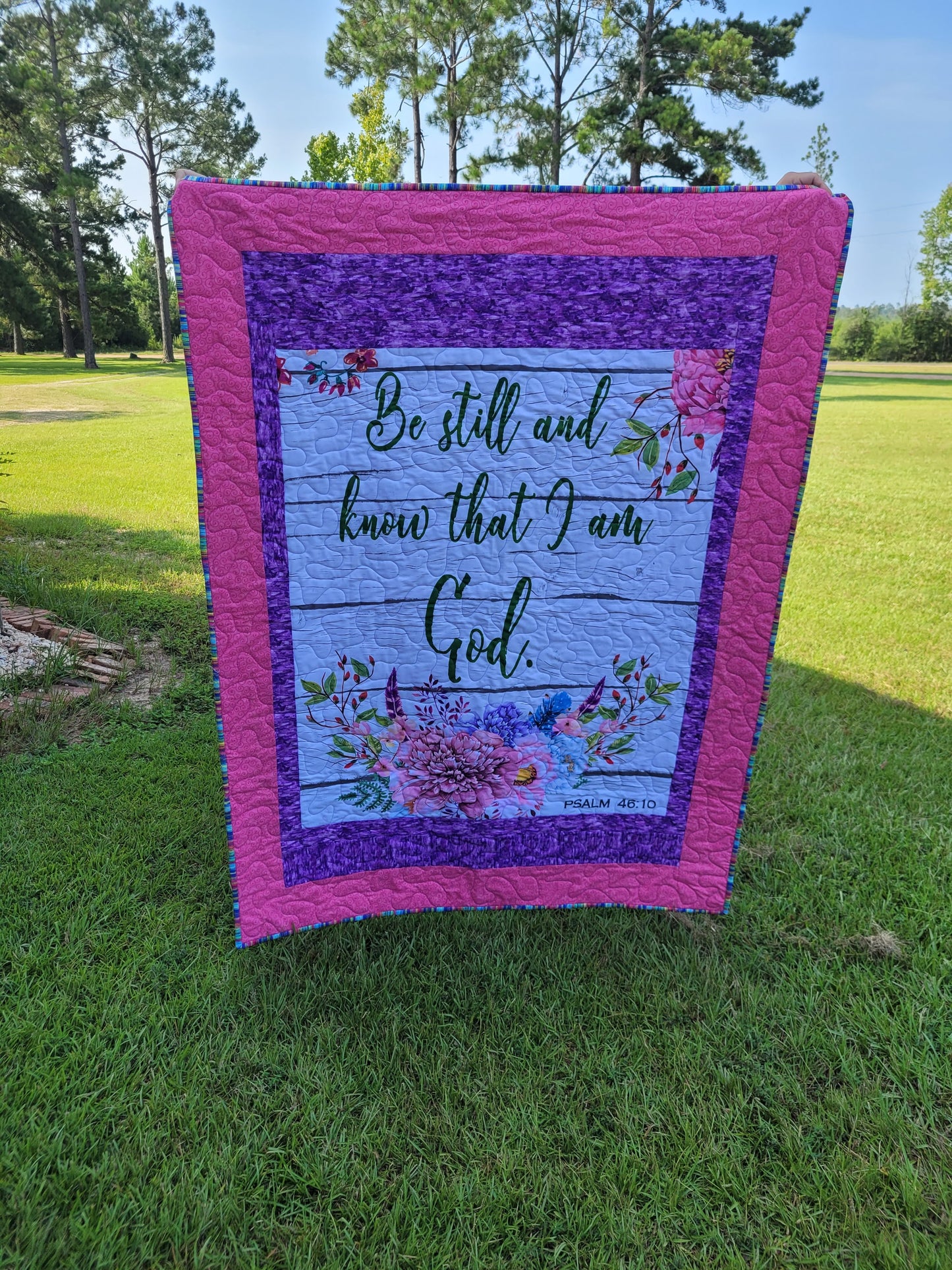 "Be Still and Know" Quilted Throw Blanket