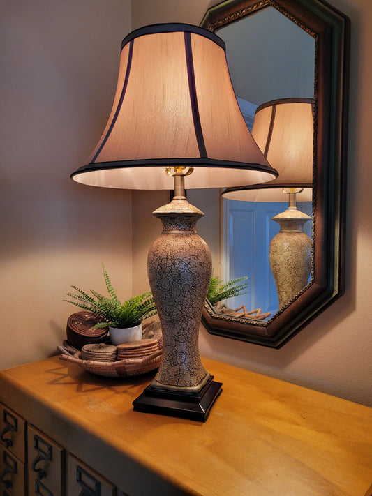 Vintage Table Lamp with Crackle Finish