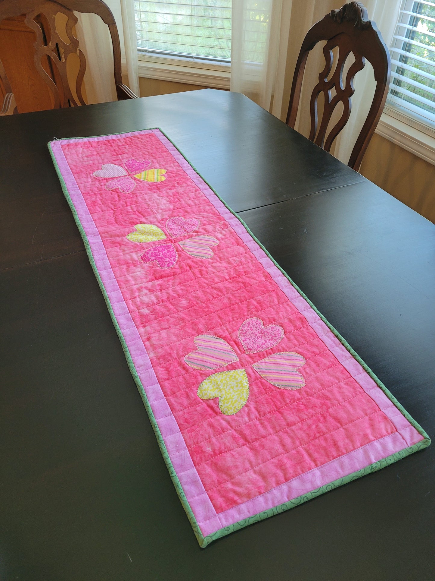 Handmade Appliqued Valentine Hearts Table Topper
