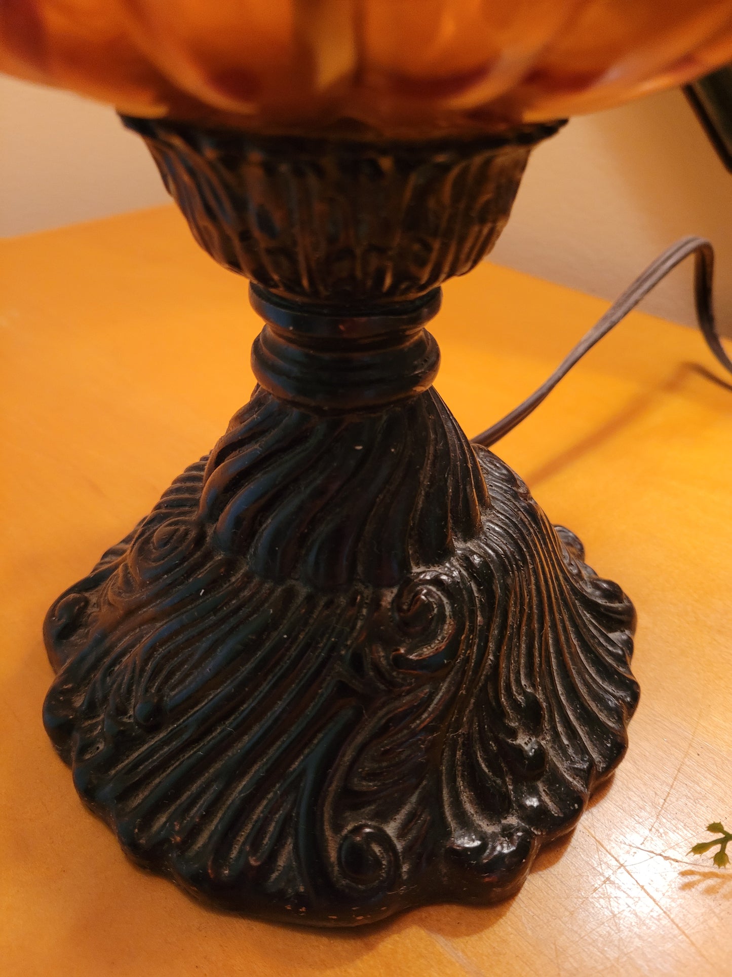 Vintage Amber Glass Console Lamp