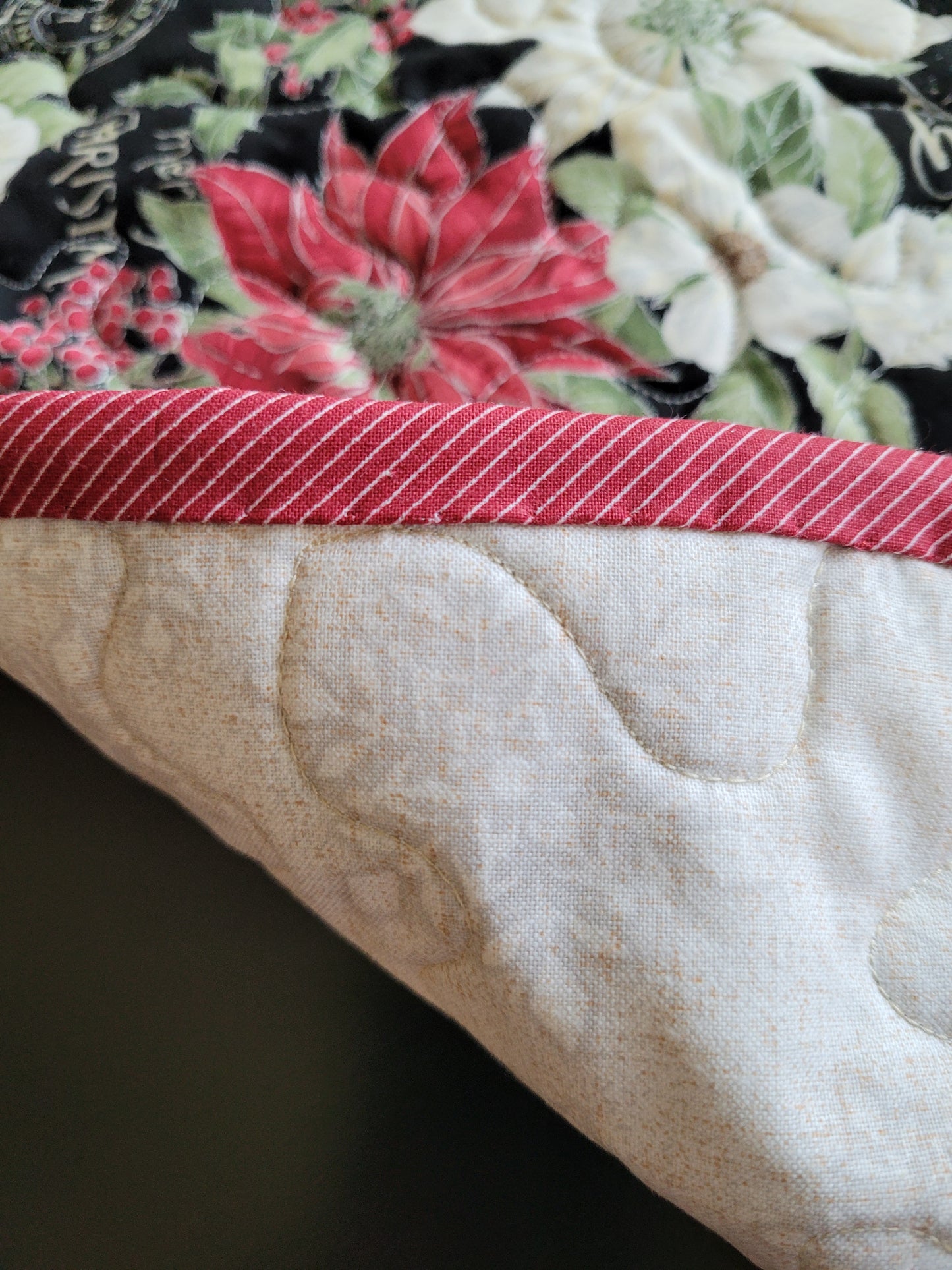 Handmade Poinsettia Christmas Table Runner