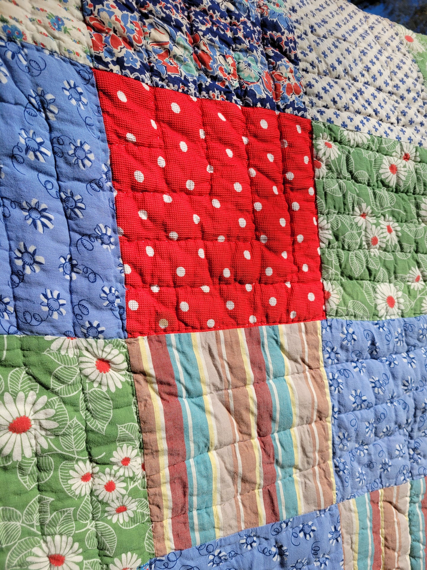 Vintage Feedsack Patchwork Quilt