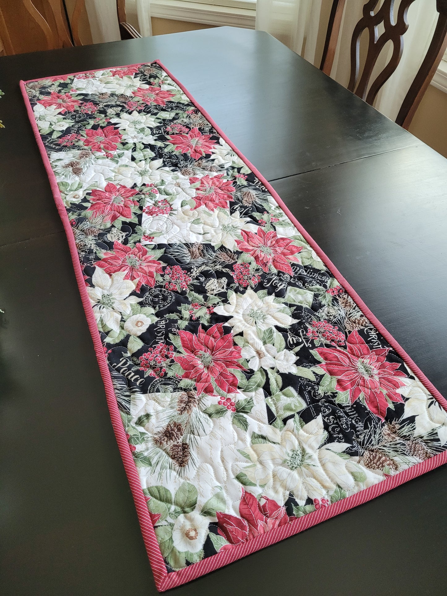 Handmade Poinsettia Christmas Table Runner