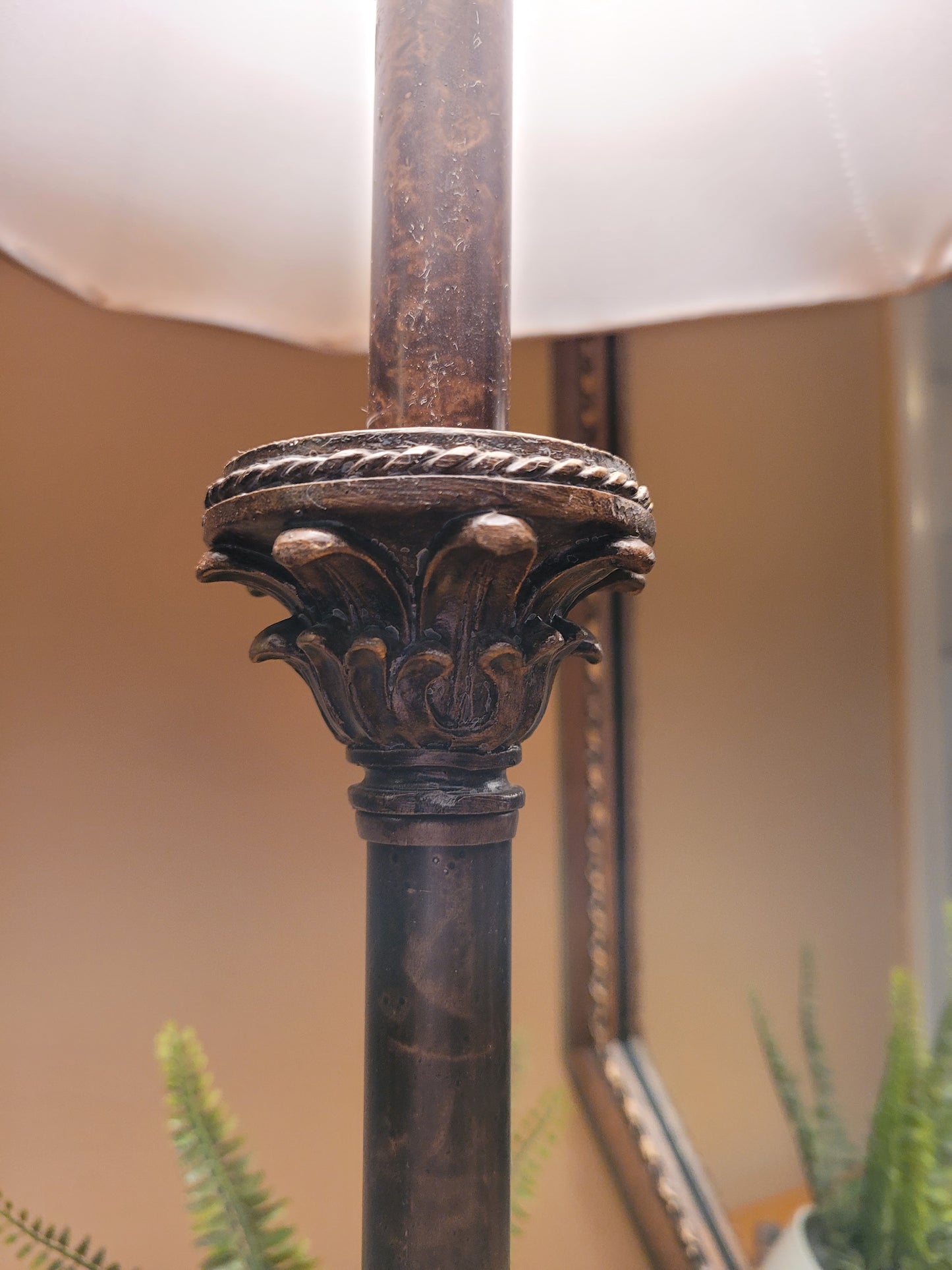 Vintage Candlestick Lamp with Brocade Shade