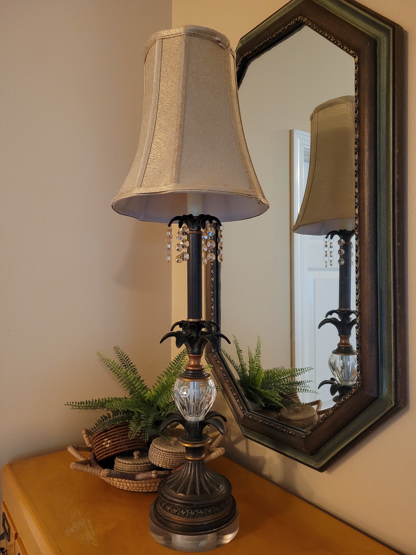 Vintage Candlestick Lamp with Glass Details