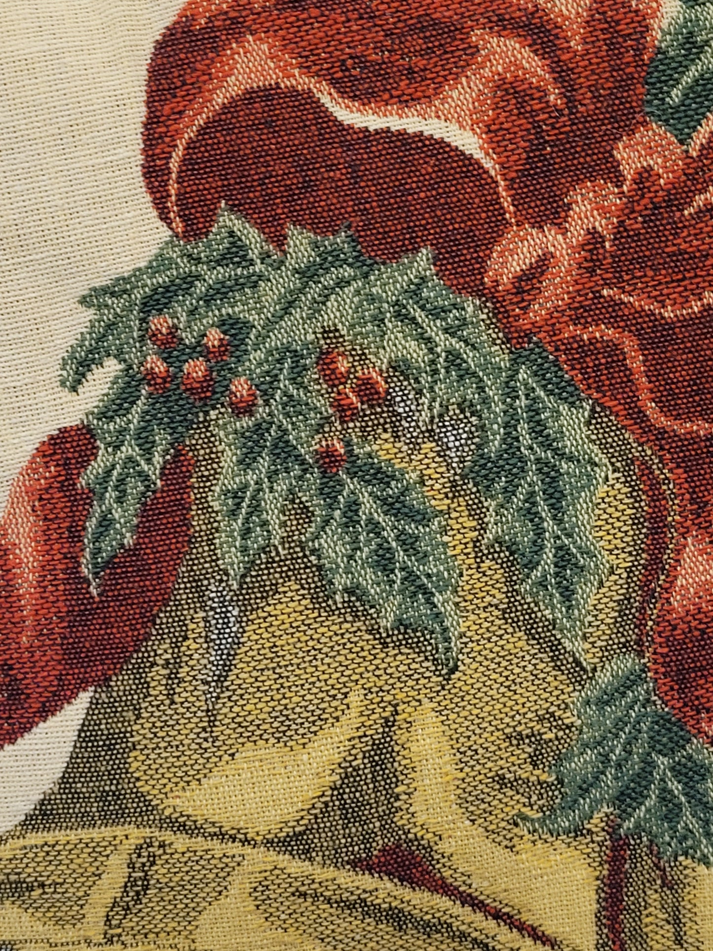 Vintage Tapestry Christmas Bells Throw Pillow