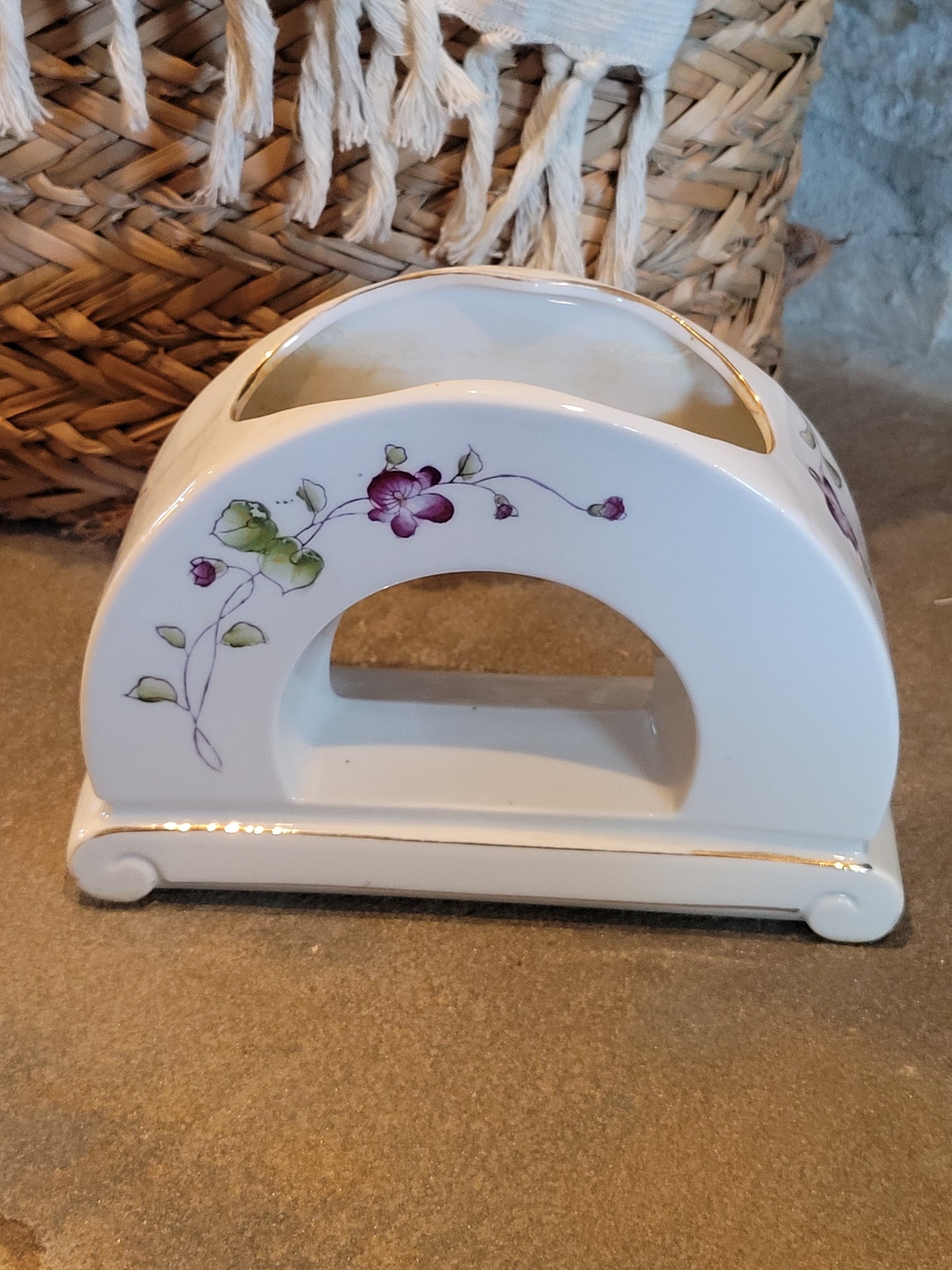 Vintage Porcelain Curved Vase