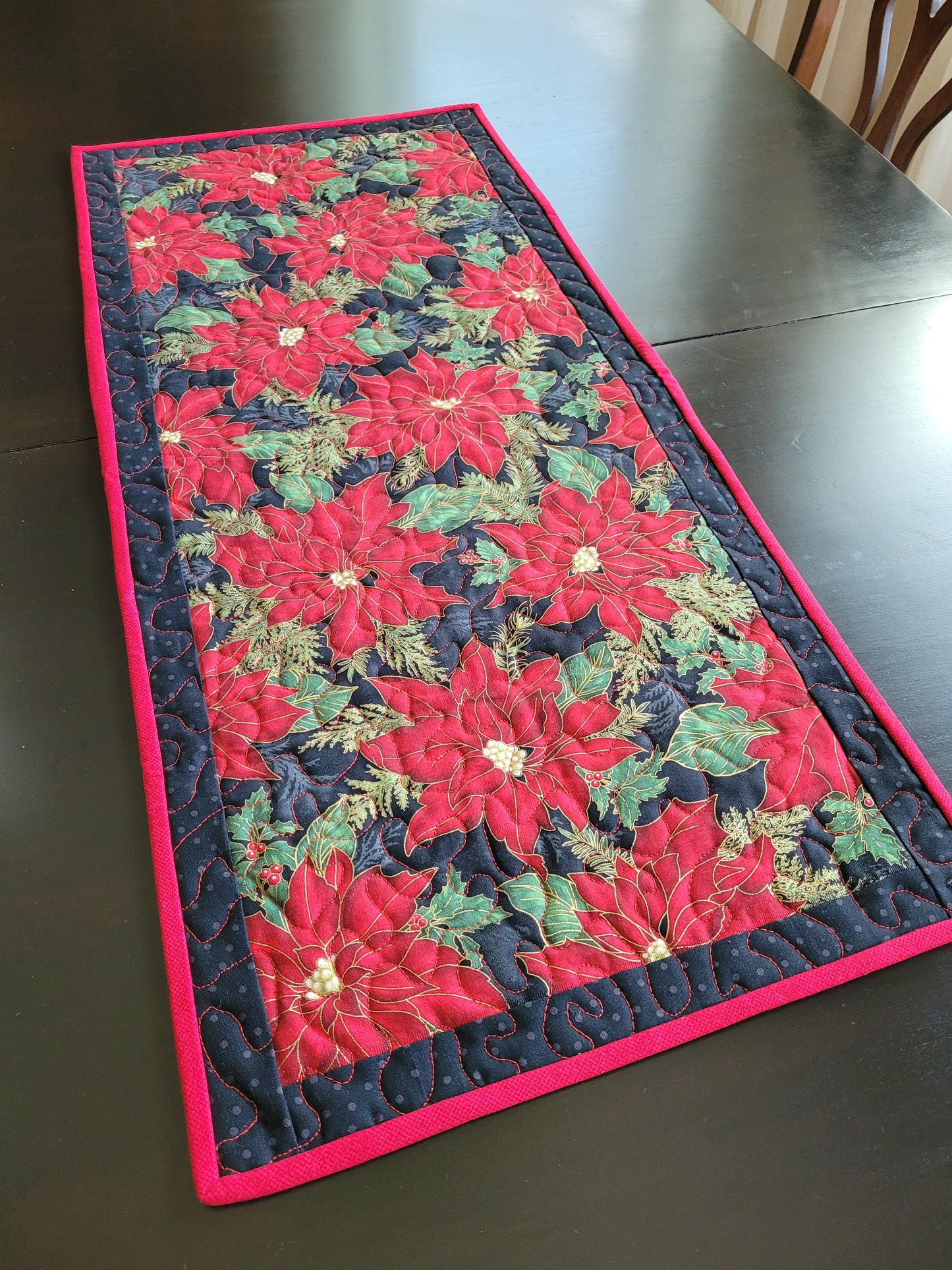 Handmade Poinsettia Table Runner