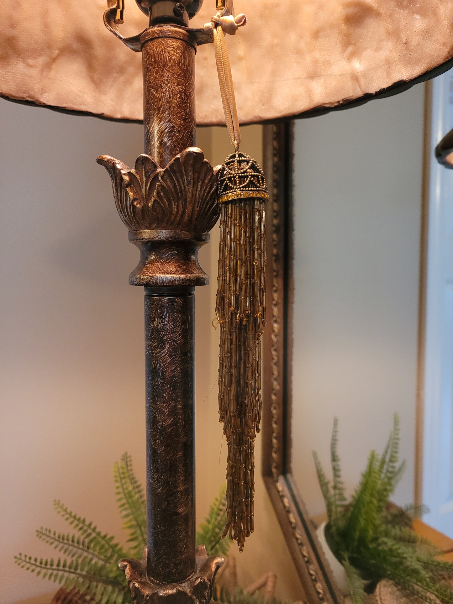 Vintage Console Lamp with Bamboo Shade