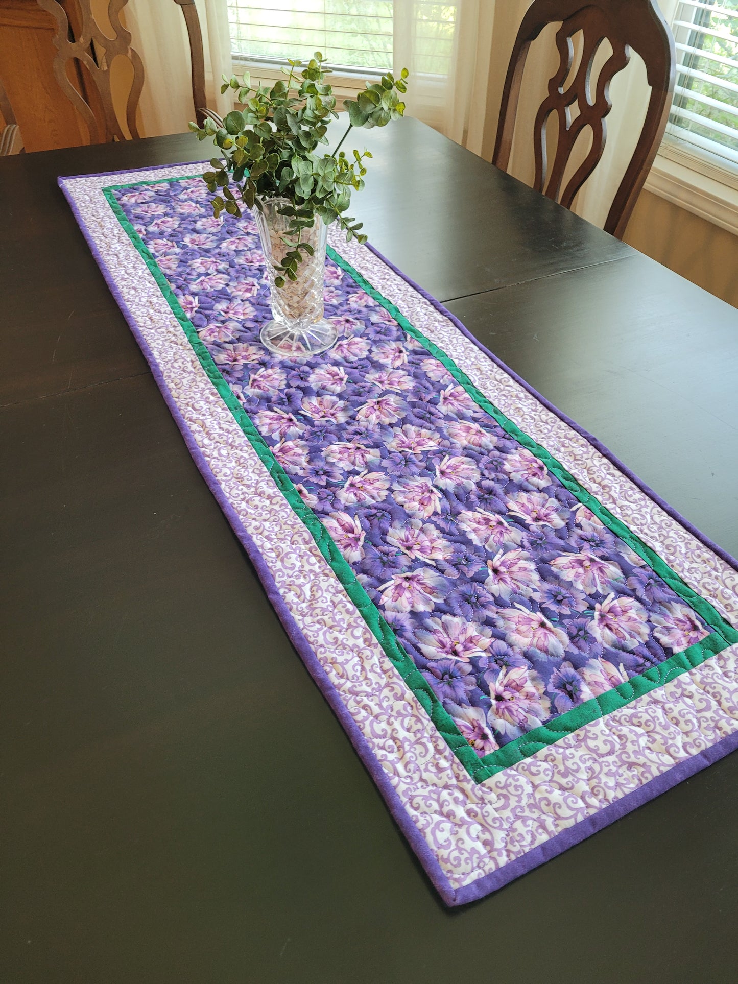 Handmade Purple Floral Table Runner
