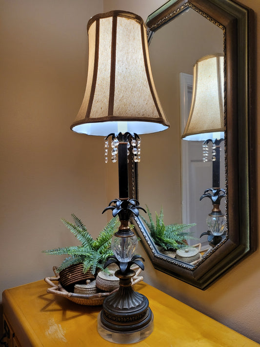 Vintage Candlestick Lamp with Glass Details