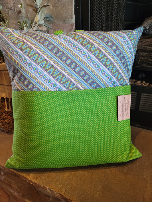 Blue and Green Striped Reading Pillow