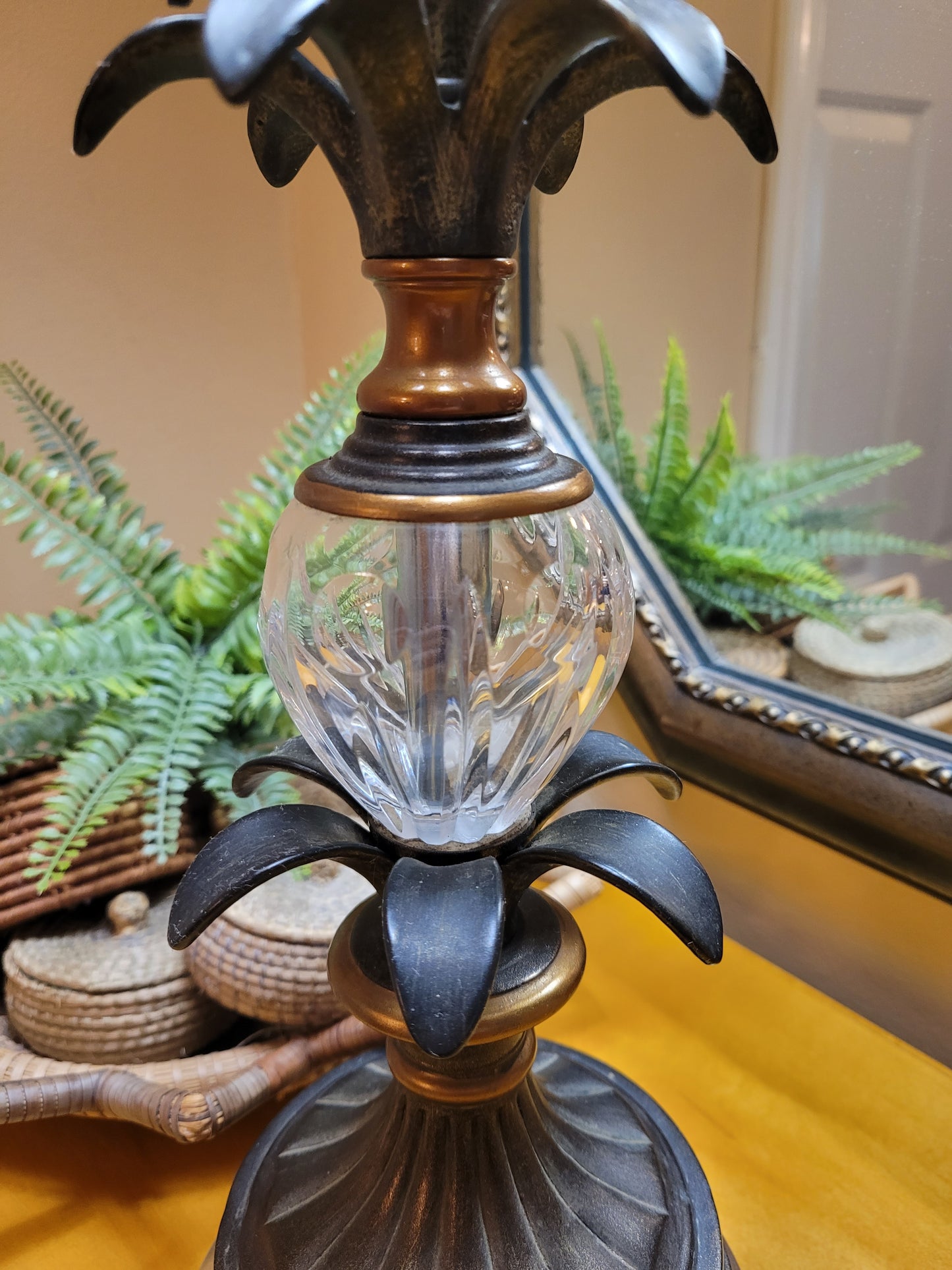 Vintage Candlestick Lamp with Glass Details