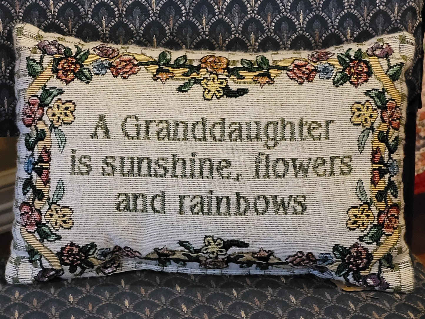 Vintage Tapestry Pillow for Granddaughter